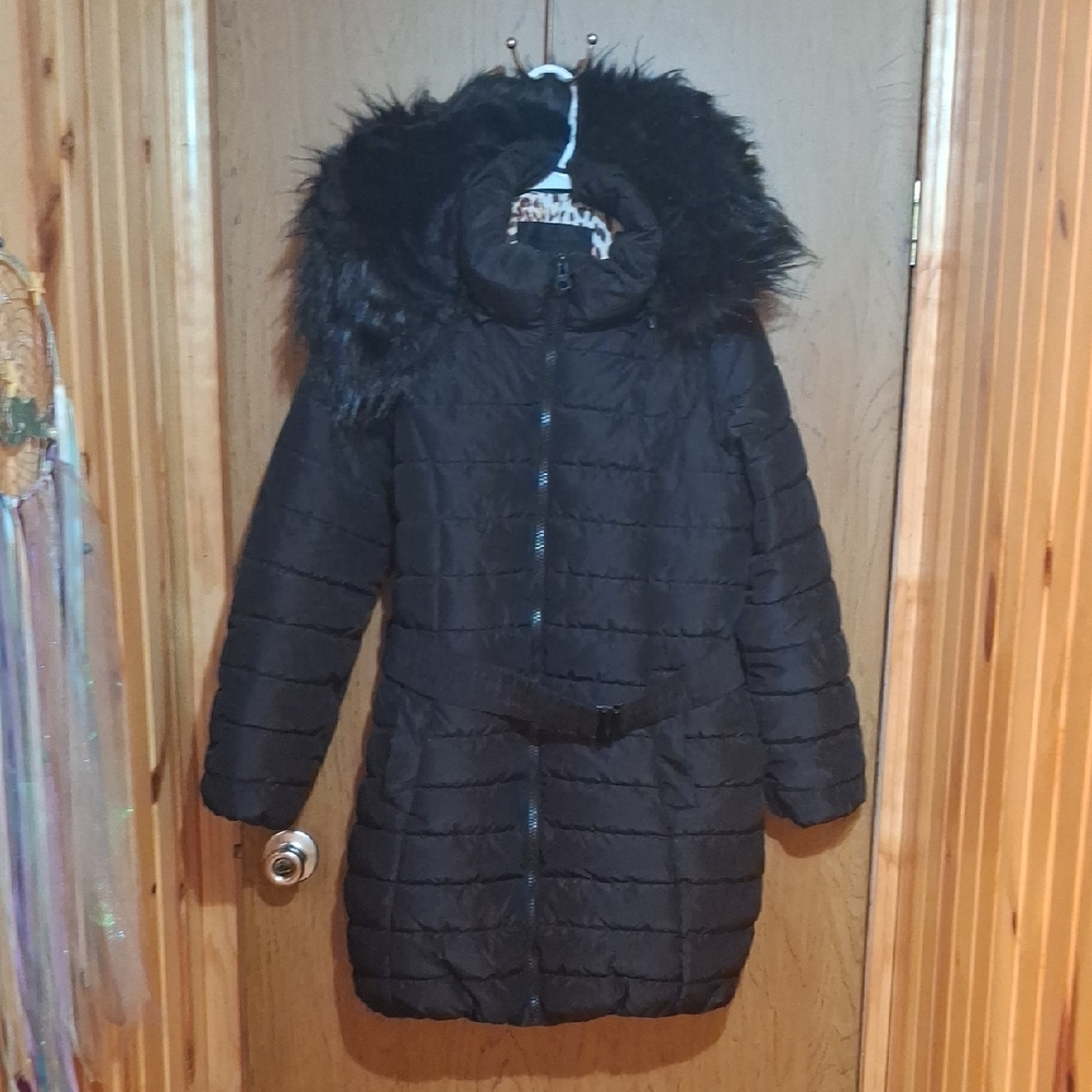 Jessica Simpson Black Faux Fur Hooded Ski Jacket